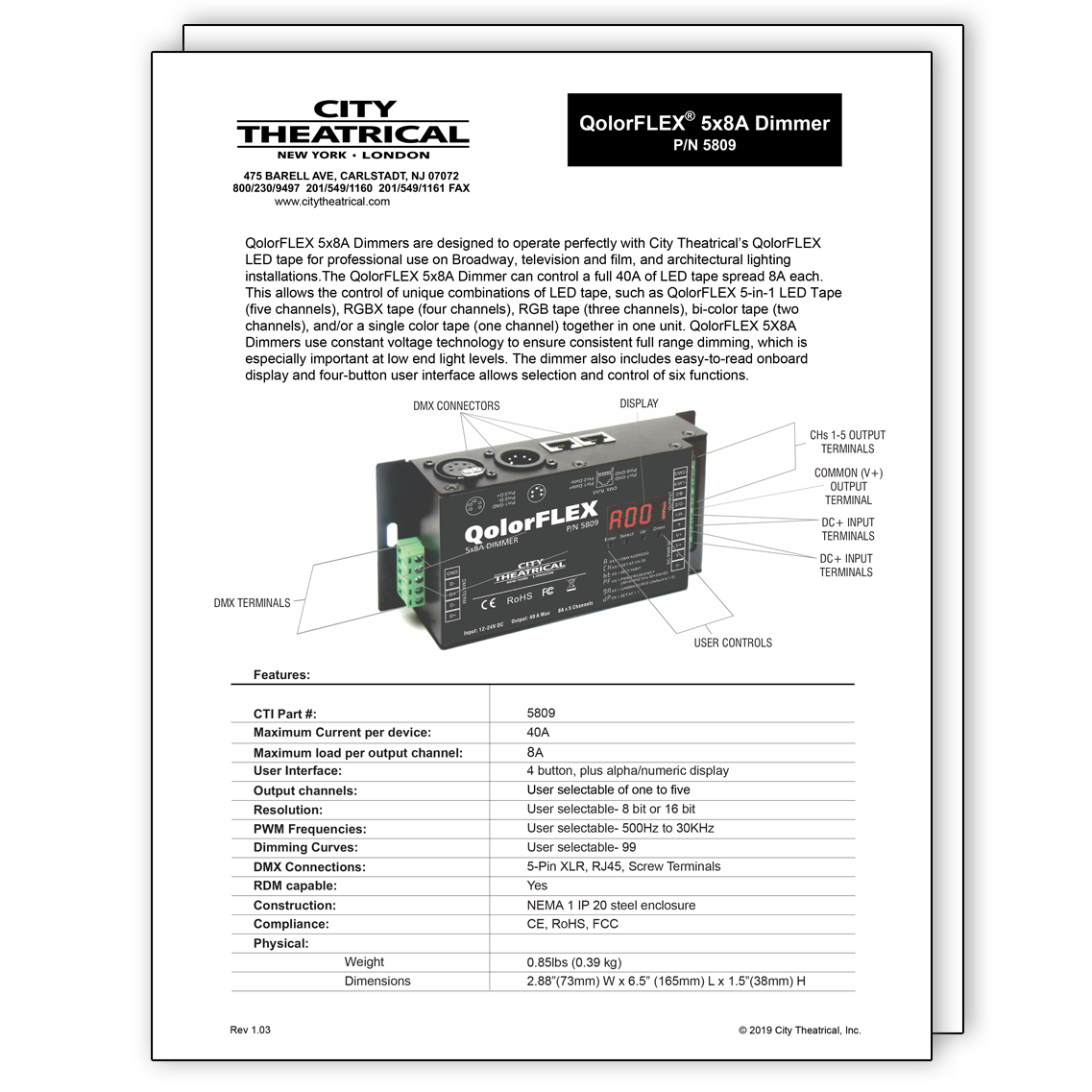 QolorFLEX® 5x8A Dimmer