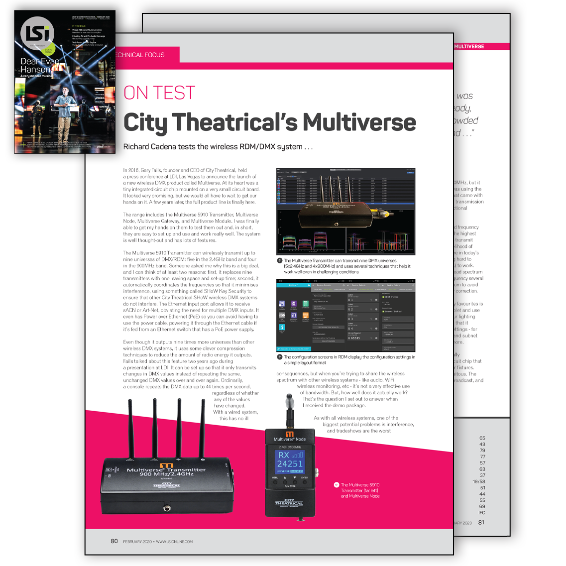 Multiverse Tech Review in Lighting & Sound International February 2020