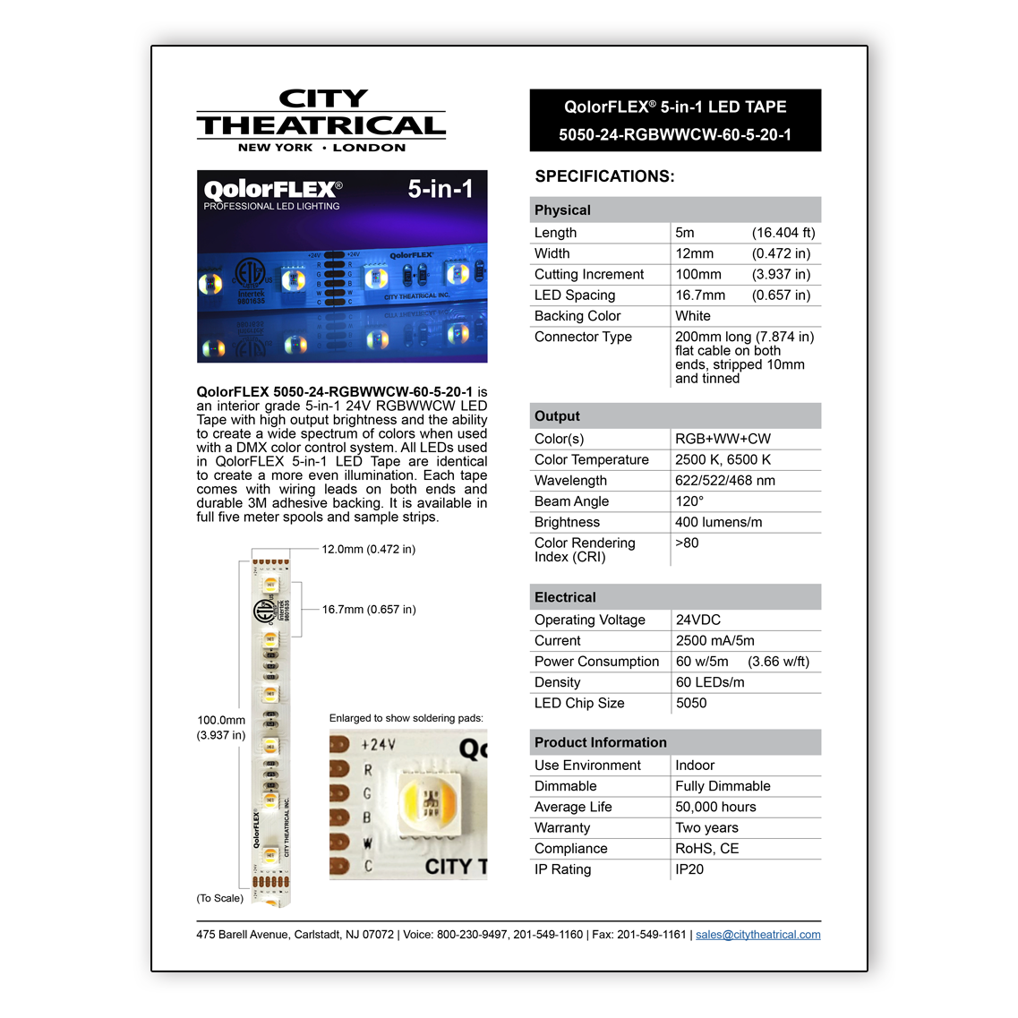QolorFLEX 5-in-1 LED Tape Cut Sheet download