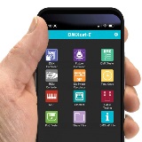 6100 DMXcat-E apps on smartphone in hand