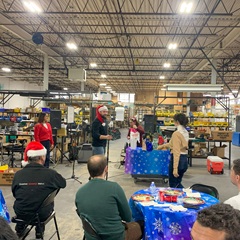 18 Eddie Rossi and Lola Rust at secret Santa gift exchange