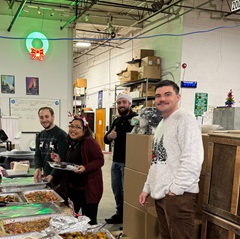 8 Christmas party lunch buffet with Carter Letsky, Lorlyn Sia, and Donald Sullivan