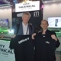 City Theatrical booth goers with DMXcat-E t-shirts