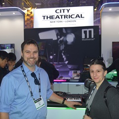 Zak King and colleague at City Theatrical booth