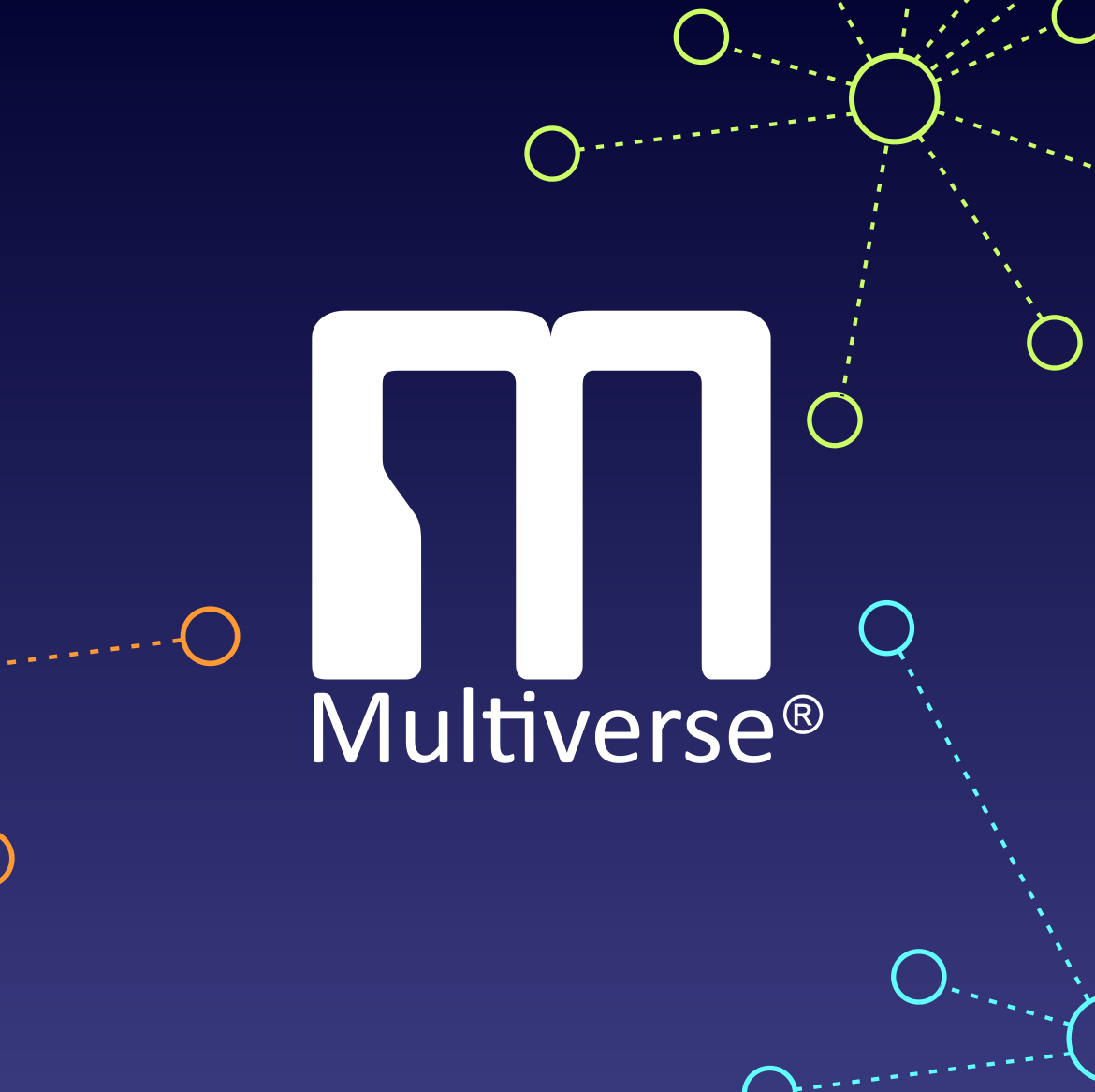 Multiverse - Logo - White over Navy - square