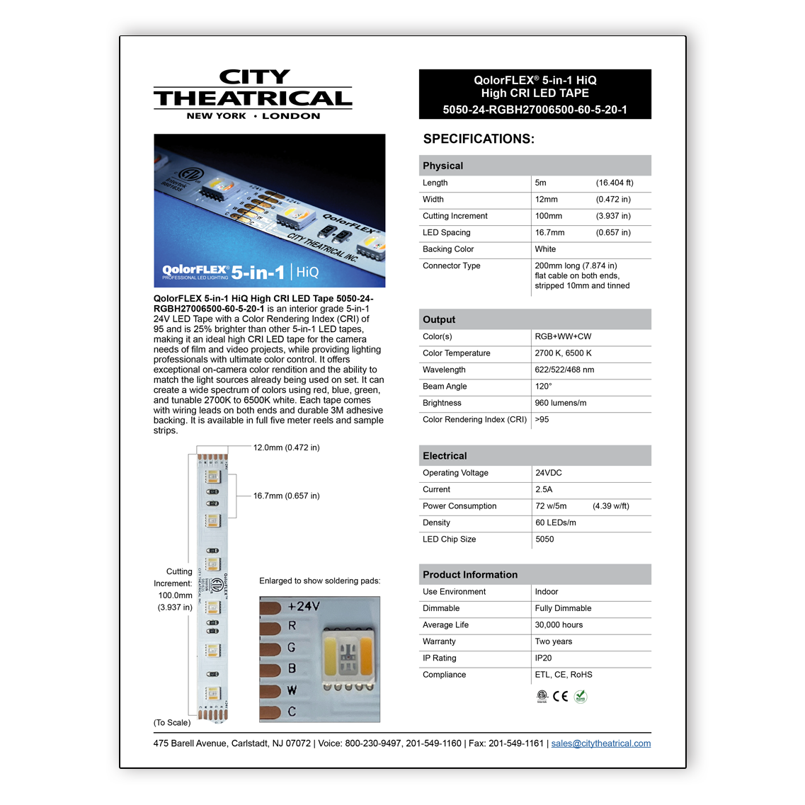 QolorFLEX 5-in-1 HiQ High CRI LED Tape cut sheet icon