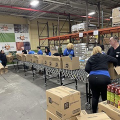 2024-11-20 City Theatrical team members volunteering at the assembly line at Hillside Foodbank in Hillside, New Jersey