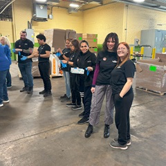 2024-11-20 Eddie Rossi, Carlos Martinez, Iliana Angel, Lorlyn Sia, Maria Martinez, Lola Rust and McKenna Pope of City Theatrical at Hillside Foodbank